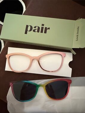 pair rose gold topper + Rainbow Sunglasses topper